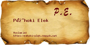 Páhoki Elek névjegykártya